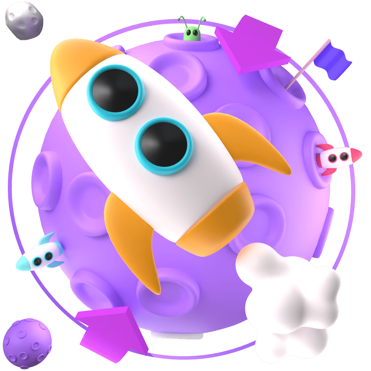 ilustracion en 3D de una nave espacial